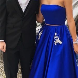 Sherri Hill royal blue 2 piece prom dress